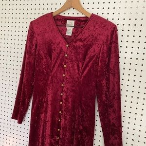 Vintage Crushed Velvet Maroon Dress